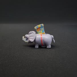 Игрушка винтажная, СССР. Пластмассовая фигурка слона с подвижным механизмом и рисунком клоуна