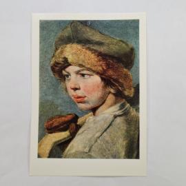Открытка советская СССР, старинная. Венецианов Захарка, портрет мальчика. Художественная, винтаж