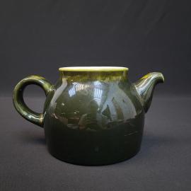 Чайник винтажный, СССР. Керамика, глазурованный, темно зеленого цвета