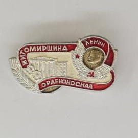 Значок СССР. Житомирщина, Ленин, здание, советская символика, Украина. Винтажный значек.