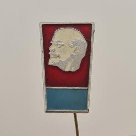 Значок СССР. Профиль Ленина на красно синем фоне, советская тематика. Винтажный значек.