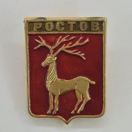 Значок СССР. Ростов, герб города с оленем. Винтажный значек.