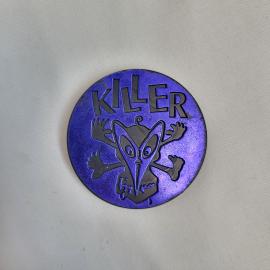 Значок винтажный, СССР. Металлический, круглый, с надписью Killer и эмблемой Officlal W.C.F.