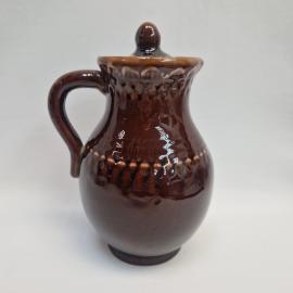 Кувшин винтажный, СССР. Керамический, с крышкой, коричневая глазурь, для напитков
