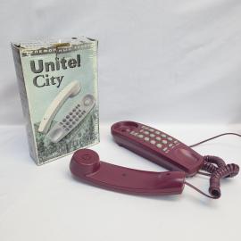 Телефон винтажный, СССР. Проводной кнопочный аппарат Unitel City, настольная модель