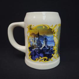 Кружка пивная винтажная, СССР. Керамика, с декоративным рисунком и портретом мужчины