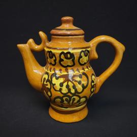 Чайник винтажный, СССР. Керамика, с крышкой, декоративная роспись в восточном стиле