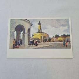Открытка советская СССР. Ярославль, памятник Некрасову на набережной Волги, городская тема. винтаж