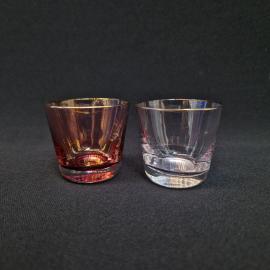 Стаканы винтажные, СССР. Набор 2 шт., цветное стекло с золотистой каймой