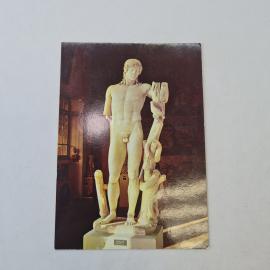 Открытка старинная. Алжир, музей Шершель, античная скульптура Аполлона в интерьере зала