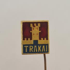 Значок СССР. Тракай, башня и крепостная стена, города Литвы. Винтажный значек.