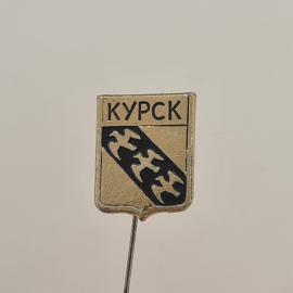 Значок СССР. Курск, городской герб с птицами. Винтажный значек.
