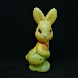 Игрушка винтажная, СССР. Пластмассовая фигурка зайца, подвесная елочная игрушка 17 см