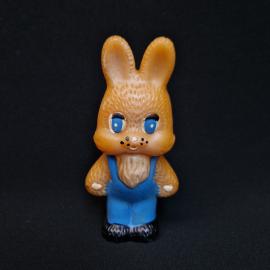 Ручка шариковая винтажная, СССР. Пластик, фигурная в виде зайца в синем комбинезоне