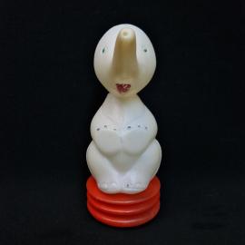 Игрушка винтажная, СССР. Пластмассовая фигурка слона неваляшка, детская игрушка периода СССР