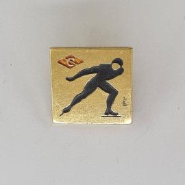 Значок СССР. Конькобежец, спорт, эмблема. Винтажный значек.