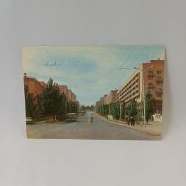 Открытка советская СССР. Донецк, проспект Ильича, городская улица и транспорт. Винтаж вид