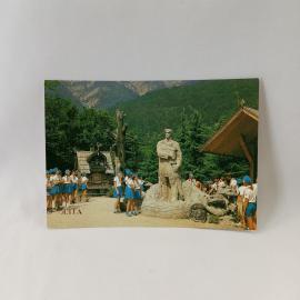 Открытка советская СССР. Ялта, поляна сказок, дети у скульптуры, горный пейзаж, винтаж