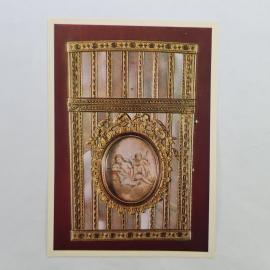 Открытка советская СССР. Карне, западная Европа, перламутр, медальон с живописью. винтаж