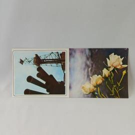 Открытка советская СССР. Новая буровая, промышленность, цветы, поздравительная композиция, винтаж