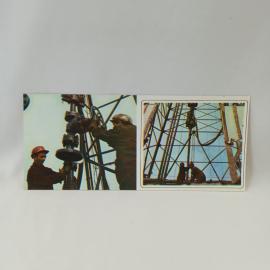 Открытка советская СССР. Нефтяные Камни, трудовые будни нефтяников на вышке, промышленность, винтаж