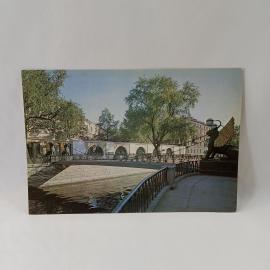 Открытка советская СССР. Ленинград, Банковский мостик на канале Грибоедова, городская архитектура. в