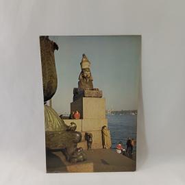 Открытка советская СССР. Ленинград, пристань у Академии художеств, древнеегипетский сфинкс. винтаж
