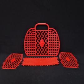 Корзинка складная винтажная, СССР. Пластмассовый набор для непищевых продуктов, 5 деталей