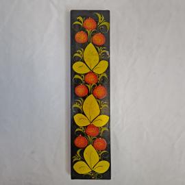 Линейка винтажная, СССР. Деревянная, с хохломской росписью, 33 см