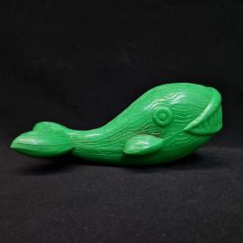 Игрушка винтажная, СССР. Пластмассовая фигурка кита зеленого цвета для ванной или игры