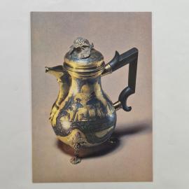 Открытка советская СССР. Кофейник, декоративная посуда, русский быт, музейная композиция. винтаж