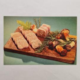 Открытка советская СССР. Грибной паштет, кулинария, блюдо с грибами на доске. Винтаж открытка