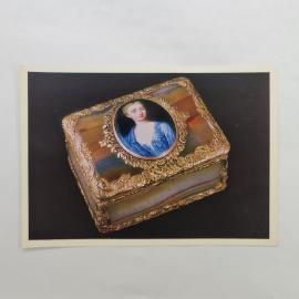 Открытка советская СССР. Декоративная шкатулка с женским портретом, музейная композиция. винтаж