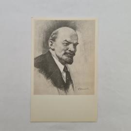 Открытка советская СССР. Портрет Ленина, графика, политическая тема, издательство Москва. винтаж