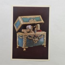 Открытка советская СССР. Несессер для рукоделия, музейный предмет, Англия, XVIII век. винтаж