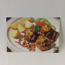 Открытка советская СССР. Кулинария, блюдо зонтики малютки с грибами и картофелем. Винтаж