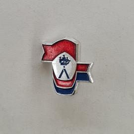 Значок СССР. Флаги, морская эмблема и буква й, флот. Винтажный значек.