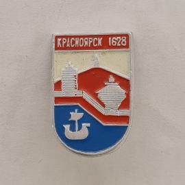 Значок СССР. Красноярск 1628, городской герб, Енисей, Сибирь. Винтажный значек.