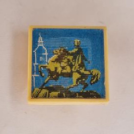 Значок СССР. Герб с ветвями, шахматный всадник и башня, городская тематика. Винтажный значек.