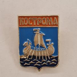 Значок СССР. Кострома, ладья на волнах, герб города. Винтажный значек.