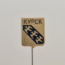 Значок СССР. Курск, герб города с тремя куропатками. Винтажный значек.