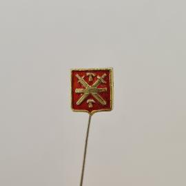 Значок СССР. Герб Тулы, молоты на красном щите. Винтажный значек.