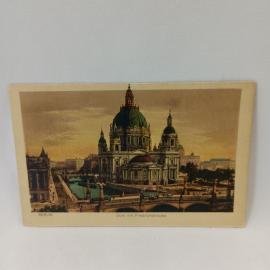 Открытка старинная. Берлин, городской вид с собором и мостом Friedrichsbrucke, архитектура Германии