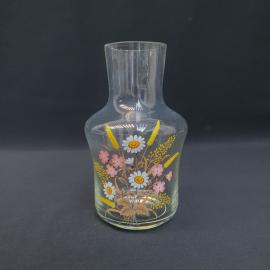 Ваза винтажная, СССР. Стеклянная, с цветочным декором и рисунком полевых ромашек