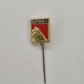 Значок СССР. Воронеж, город, герб с кувшином. Винтажный значек.