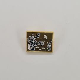 Значок СССР. Ну, погоди, волк, заяц, мультфильм. Винтажный значек.