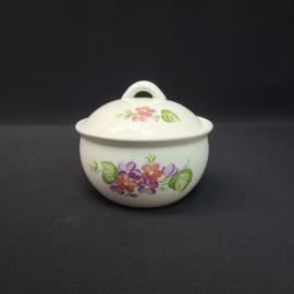 Сахарница винтажная, СССР. Фарфор, ЗиК, с крышкой и цветочным рисунком