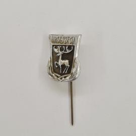 Значок СССР. Ивесеси, герб с оленем, Эстония. Винтажный значек.