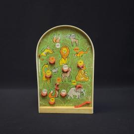 Игра настольная винтажная, СССР. Пластмассовый пинбол с рисунком животных и рыб, 2 стороны