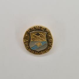 Значок СССР. Дрогичин, герб города, пушка и река. Винтажный значек.